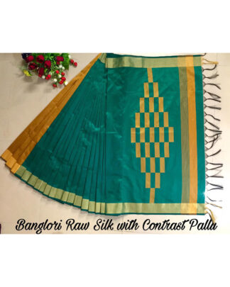 Green Banglori Raw Silk saree