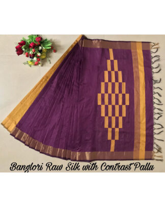 Purple Banglori Raw Silk Saree