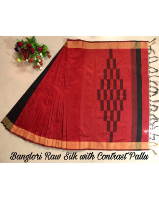 Red Banglori Raw Silk saree