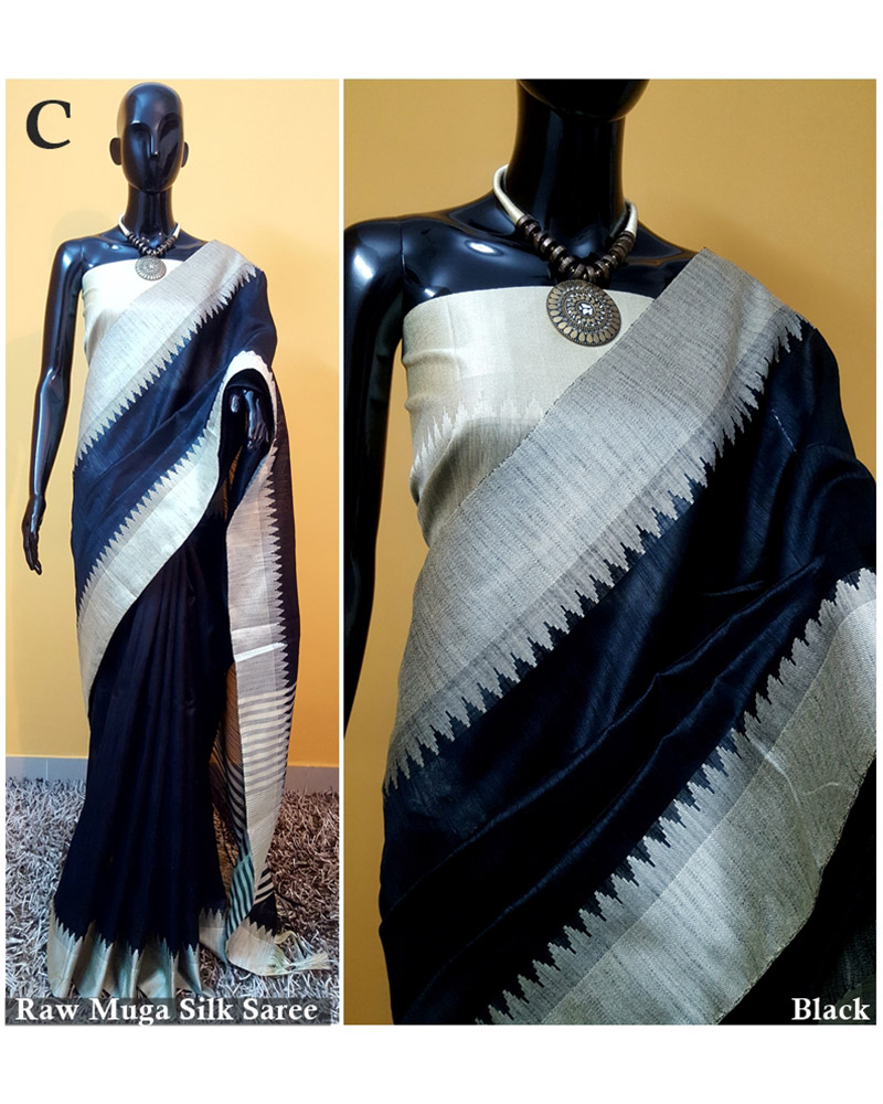 Dark Navy Raw Silk saree