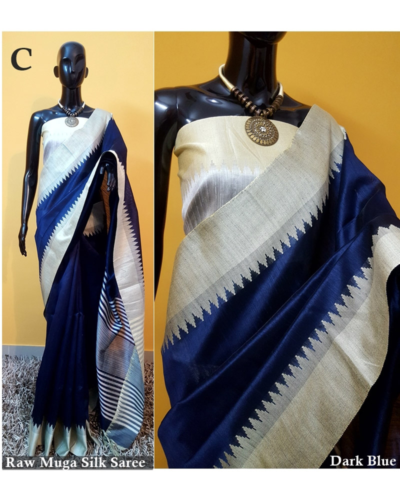 Navy Raw Silk saree