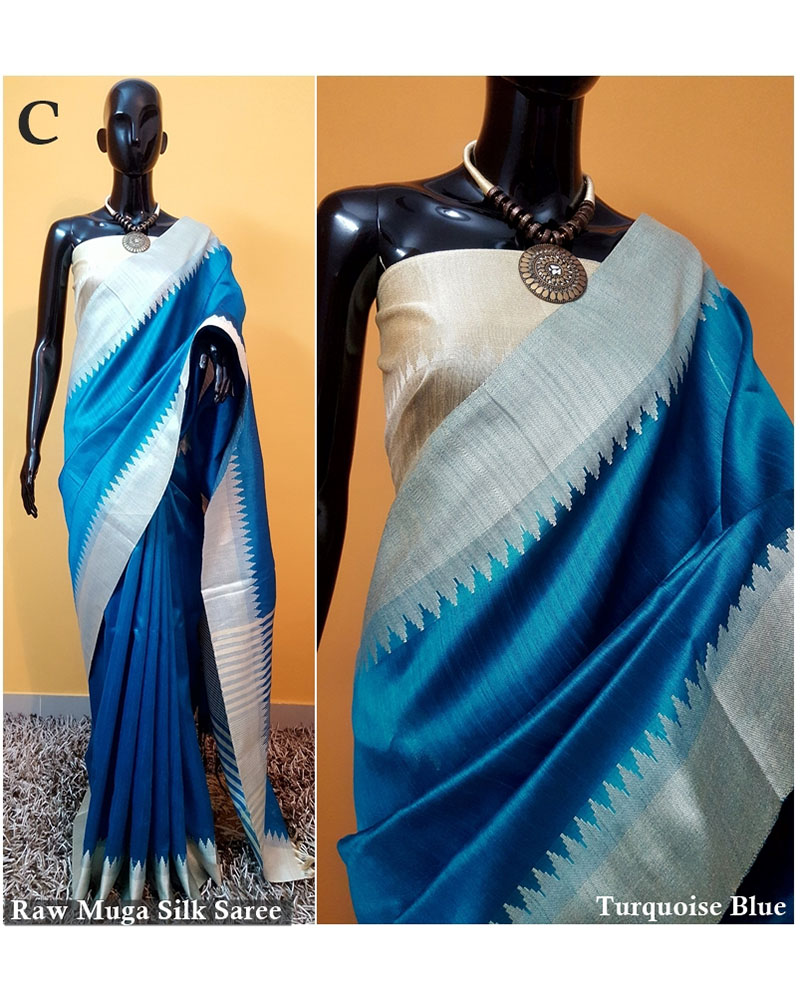 Sky Blue Raw Silk saree