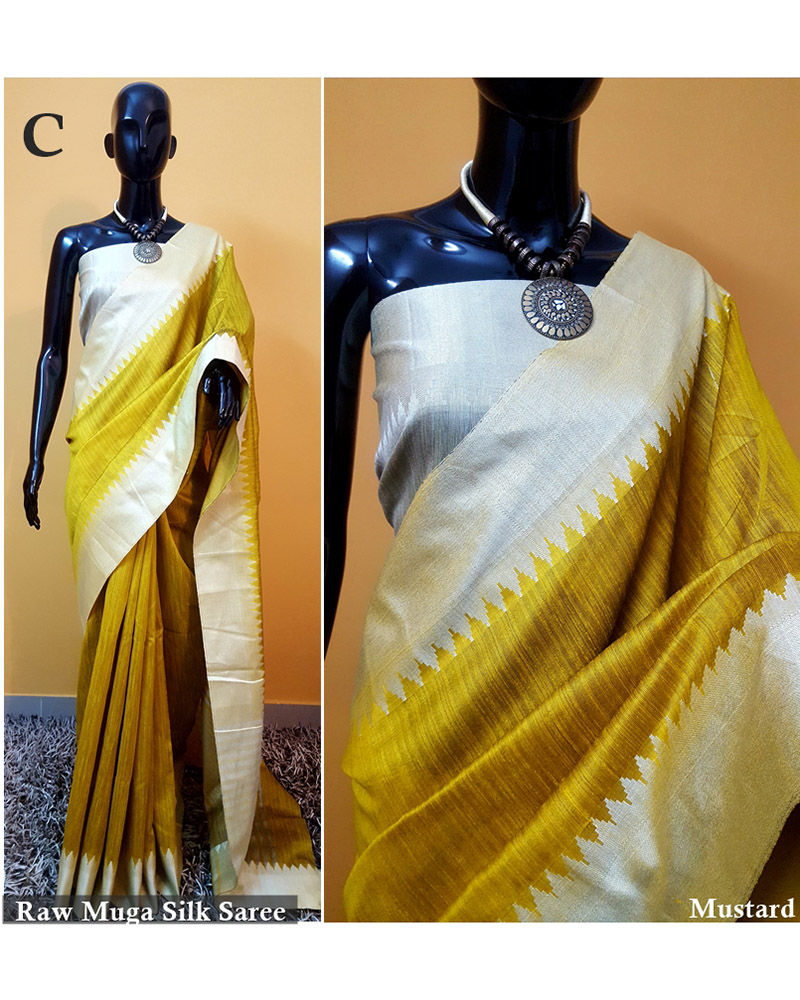 Yellow Raw Silk saree