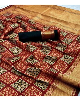 Red Banarasi Handloom Weaving Silk saree