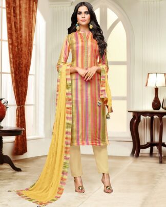 Masline Silk Semi Stitched Dress Material In Multicolor