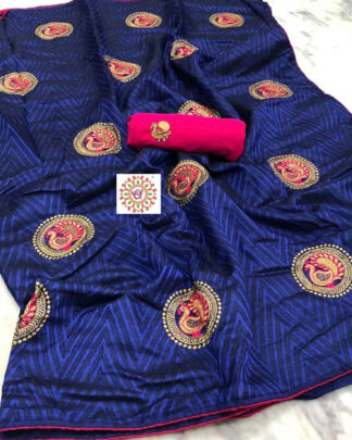 Pure Rangoli Silk Navy Saree