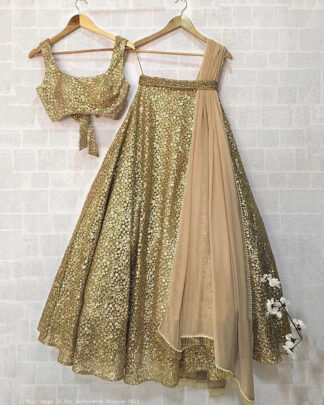 Glamorous Heavy Net Gold Designer Embroidery Lehenga Choli