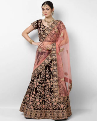Pretty 9000 Velvet Maroon Designer Embroidery Lehenga Choli