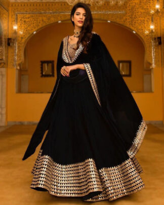 Mod Georgette Silk Black Designer Embroidery Lehenga Choli