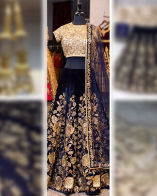 Elite Velvet Blue Designer Embroidery Lehenga Choli