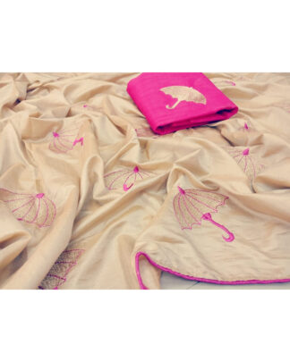 Umbrella Pattern Sana Silk Beige Saree