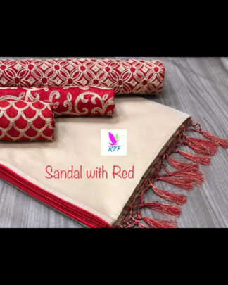 Chanderi Cotton Beige Saree (With 3 Blouse Pieces)