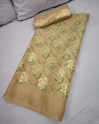 Pure Rangoli Silk Beige Partywear Saree