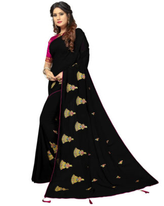 Georgette Black Saree