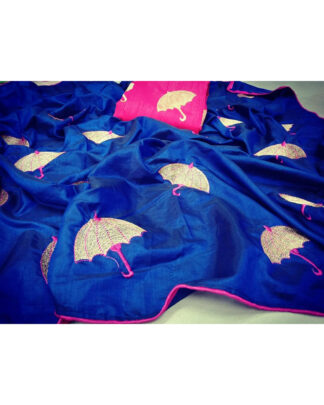 Sana Silk Umbrella Pattern Blue Saree