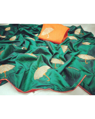 Sana Silk Green Umbrella Pattern Saree