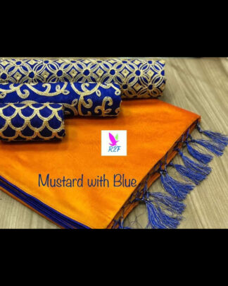 Chanderi Cotton Mustard Saree (With 3 Blouse Pieces)