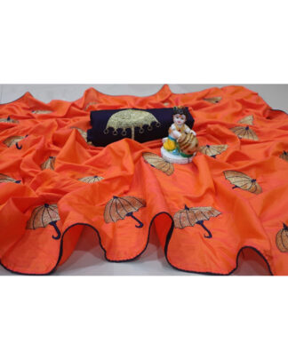 Umbrella Pattern Sana Silk Orange Saree