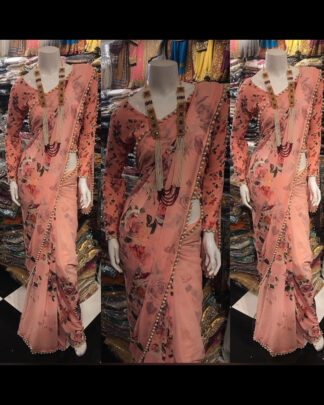 Bollywood Pure Georgette Peach Saree