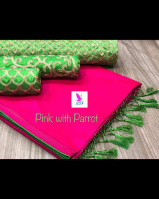 Chanderi Cotton Pink Saree (With 3 Blouse Pieces)