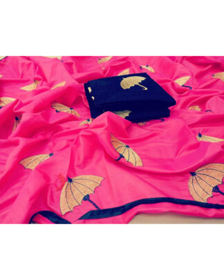 Umbrella Pattern Sana Silk Pink Saree