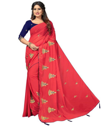 Georgette Red Saree