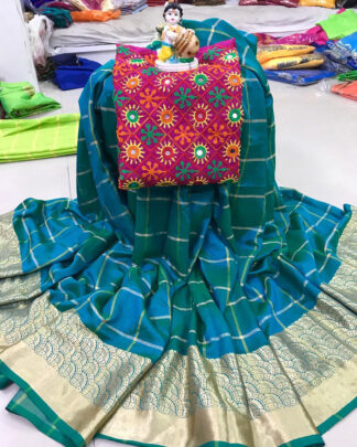 Sana Silk Teal Saree