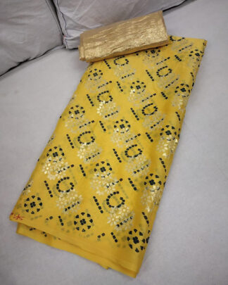 Pure Rangoli Silk Umbrella Pattern Yellow Saree