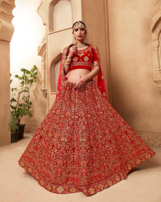Purple Velvet Bridal Lehenga Choli
