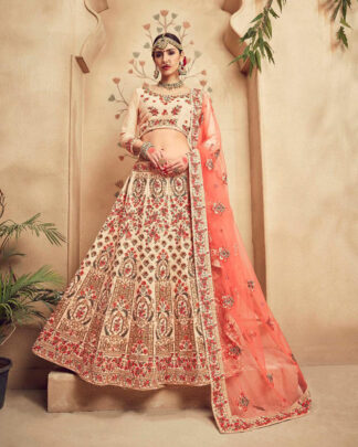 Bridal Velvet Lehenga Choli In Red