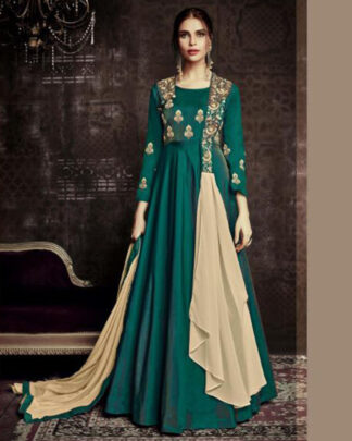 Sea Green Tapeta Silk Designer Gown