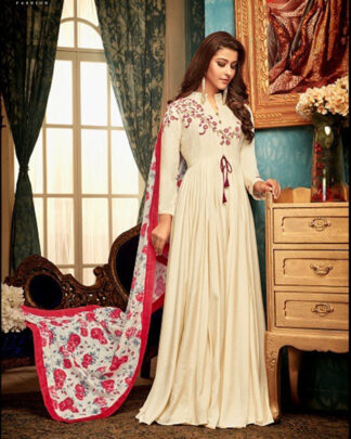 White Maslin Designer Gown