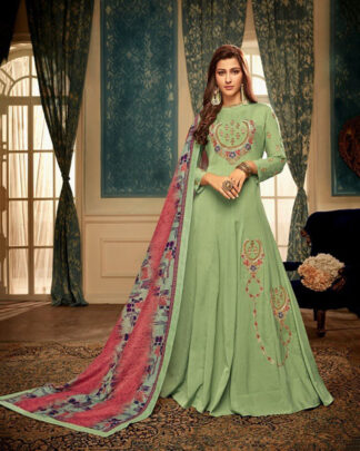 Maslin Light Green Designer Gown