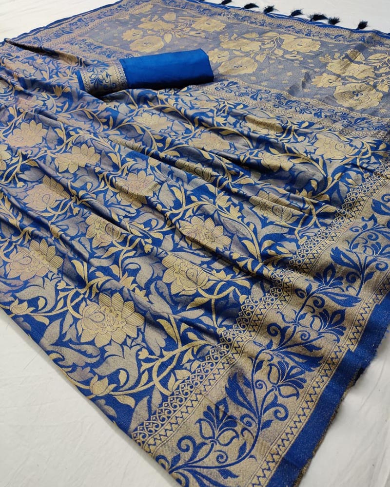 Pure Soft Silk Blue Saree