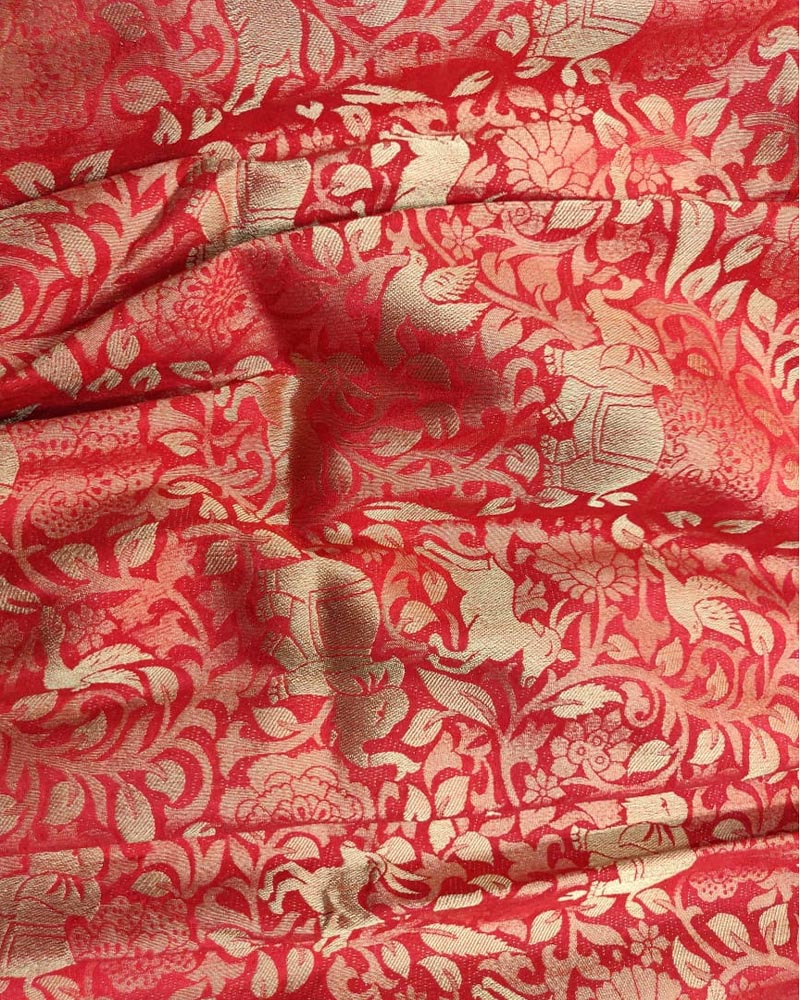 Pure Soft Silk Red Saree - Image 2
