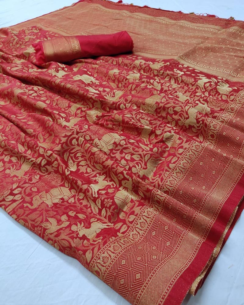 Pure Soft Silk Red Saree