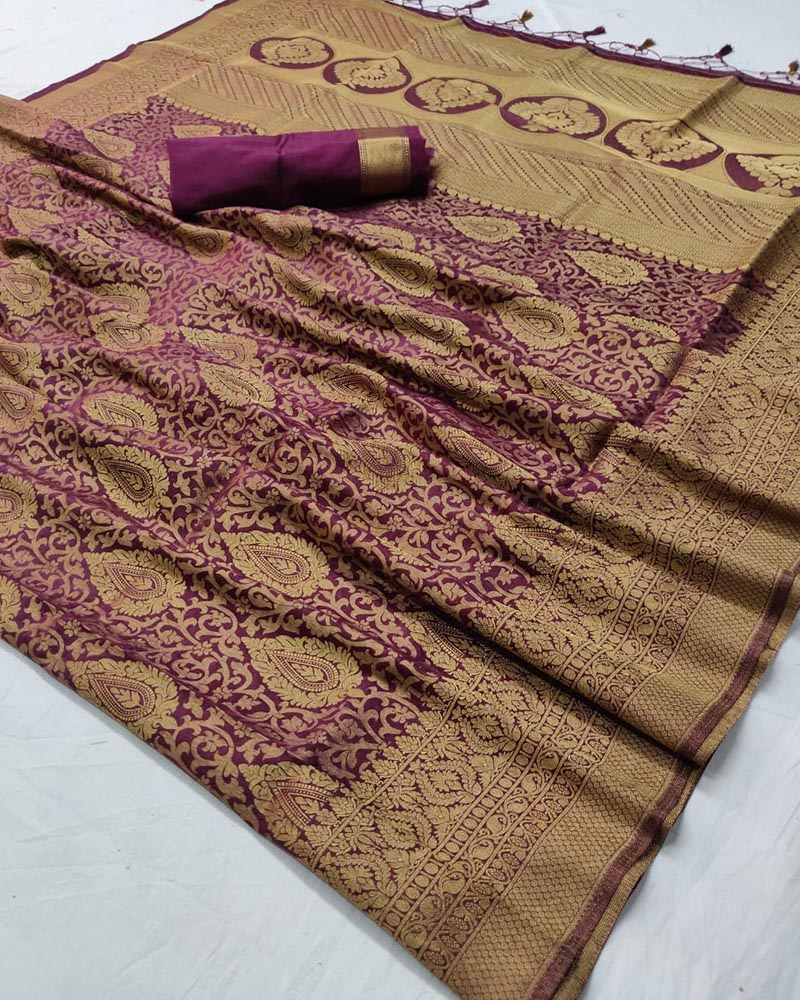 Pure Soft Silk Wine Saree