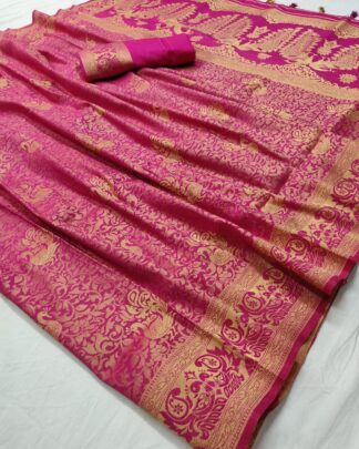 Pure Soft Silk Pink Saree