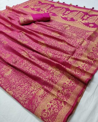 Pure Soft Silk Pink Saree