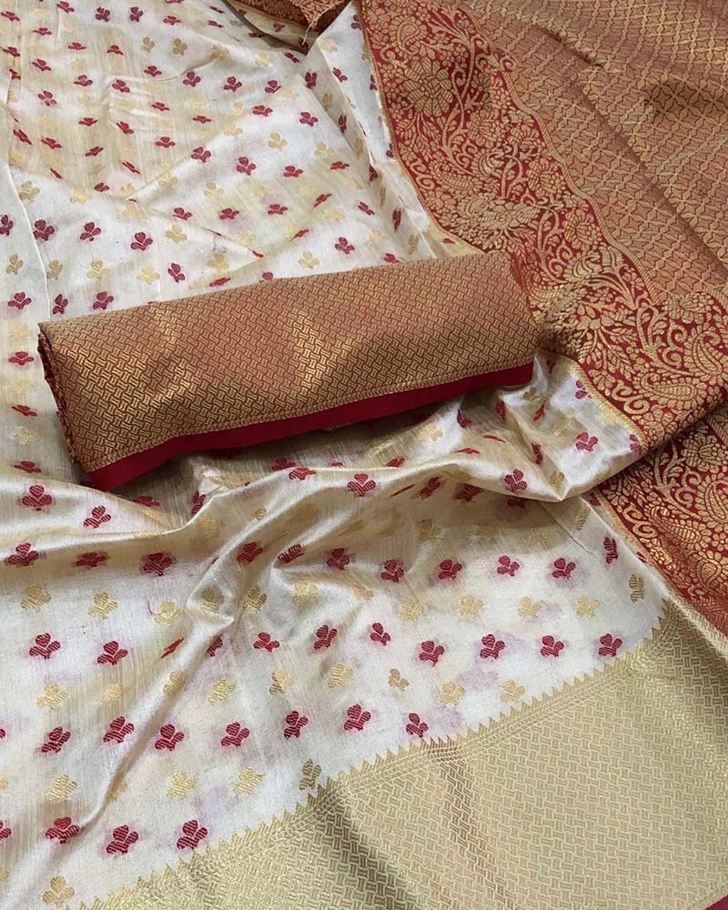 Silk Weaving White Saree