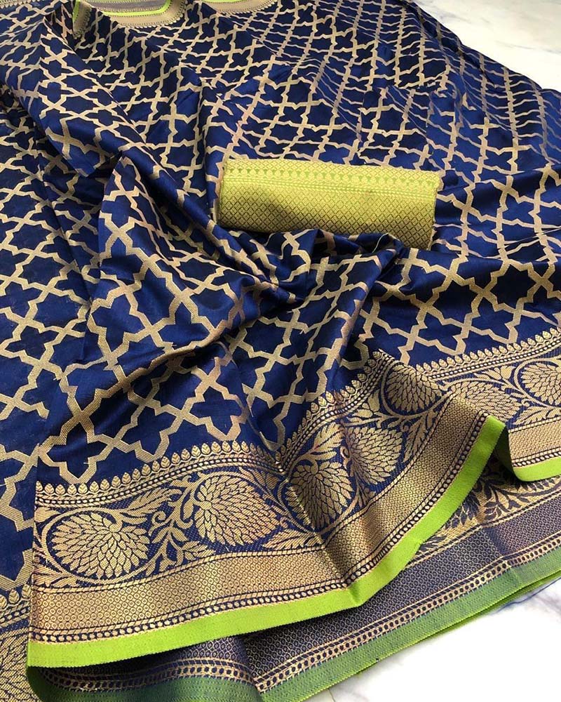 Silk Weaving Blue Saree