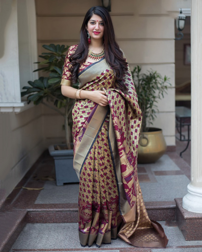 Banarasi Weaving Silk Multicolor Saree