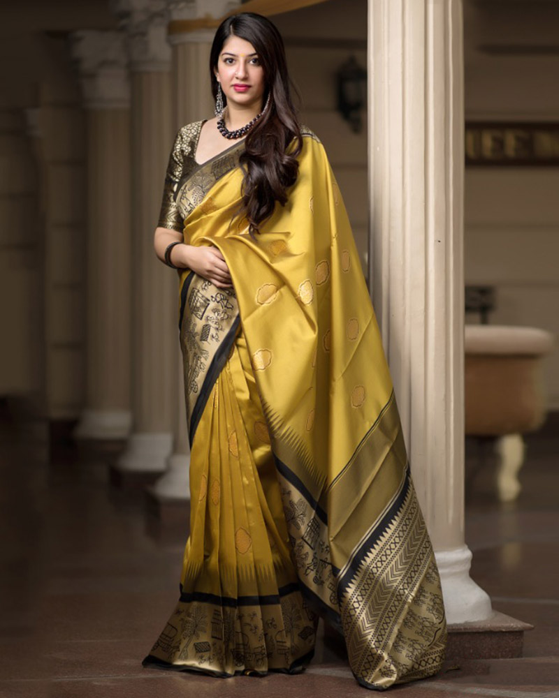 Banarasi Weaving Silk Yellow Saree