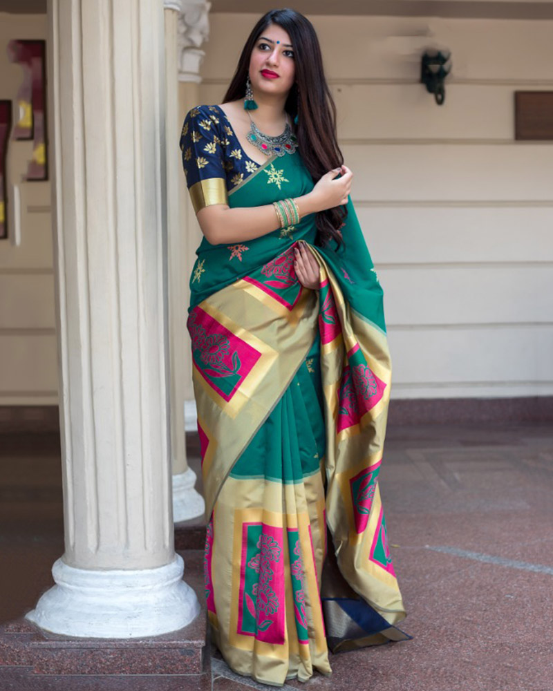 Banarasi Weaving Silk Green Saree