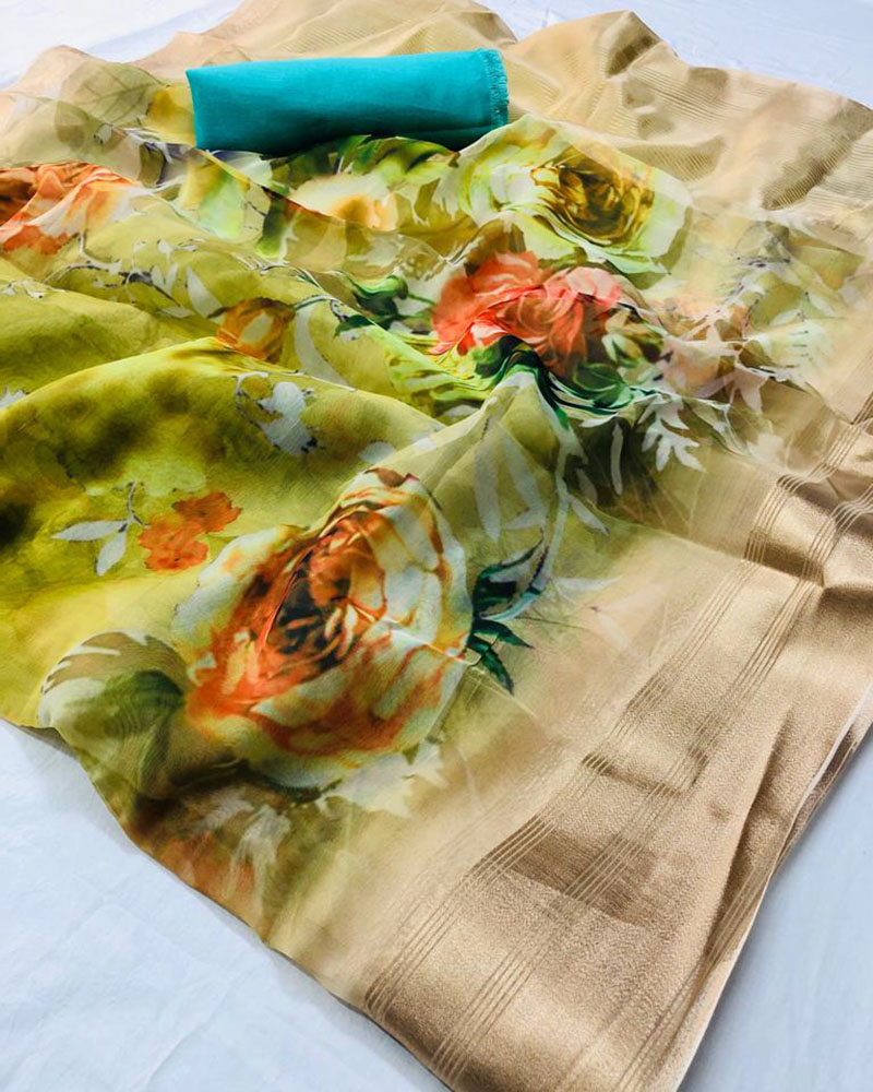 Organza Silk Green Saree