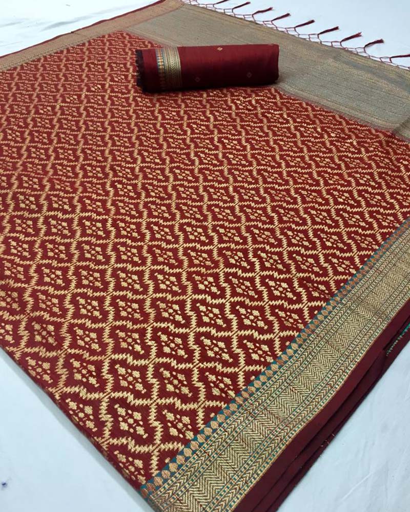Soft Silk Weaving Red Saree