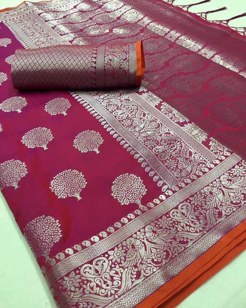 Soft Silk Weaving Wine Saree