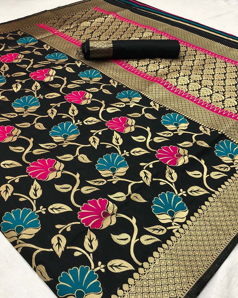 Silk Weaving Black Saree