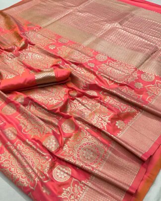 Pure Silk Peach Saree