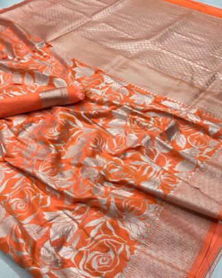 Pure Silk Orange Saree